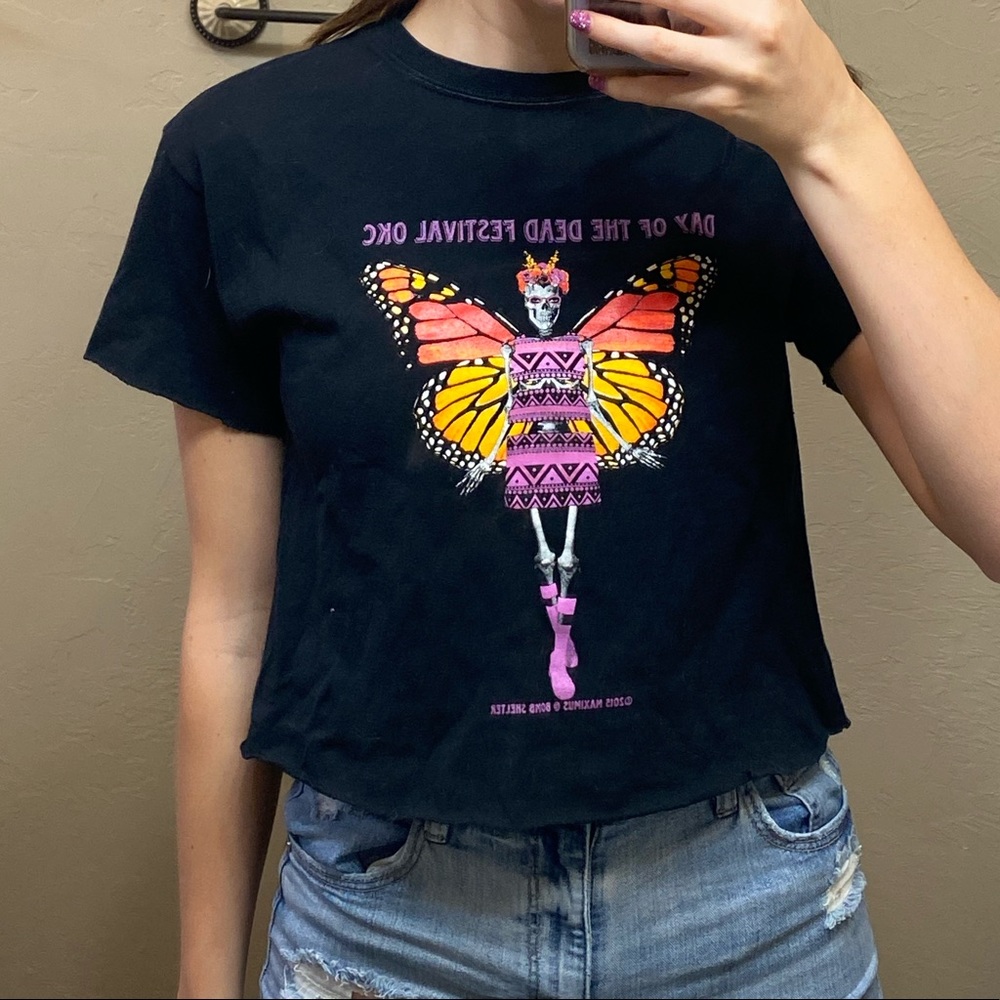 GRAPHIC CROP T SHIRT DAY OF THE DEAD